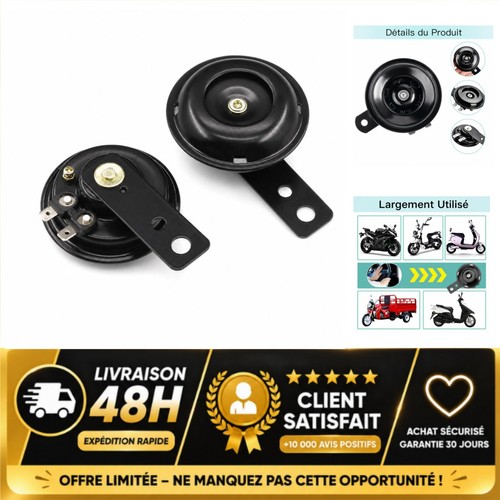 Klaxon moto 12v universel noir - moto,