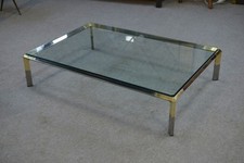 Glass and Chrome Metal Coffee Table by Philippe Parent France 1970's