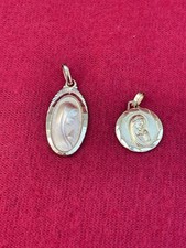 2 Religious Medals - Virgin Mary Baptism Communion Gold Plated
