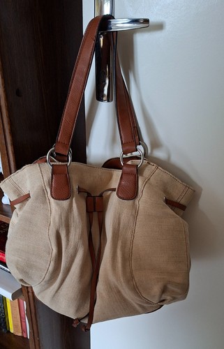 Sac main toile cuir pu - et,