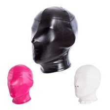 Adult Fetish BDSM Cospaly PU Leather Hooded Mask SM Restraints Harness Headgear