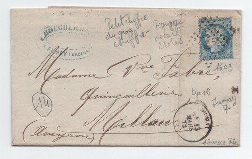1872 lettre fumay ardennes - lettre,