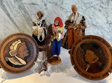 Santon Dolls Vintage French Wood Breton Plaques Pierano Jouglas Marinacci