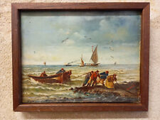 old marine painting oil on canvas sign (second)