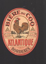 beautiful old label (never glued) BIERE DU COQ, Bordeaux (P50716)