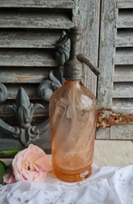 ANCIENNE BOUTEILLE SIPHON EAU DE SELTZ ROSE GUERET CREUSE KIRSCH