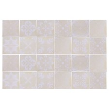 24 Autocollants De Carrelage Mural Pour Carrelage, 15X15 Cm, Kaki Blanc