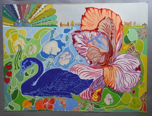 Gouache sur papier décor - gouache,