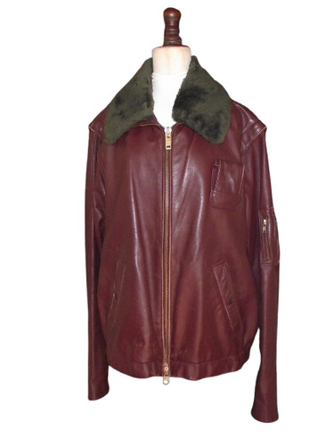 Blouson cuir grenat à - cuir,