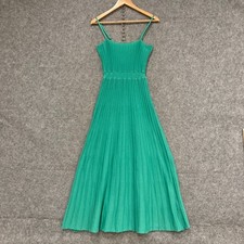 Atmos & Here Dress Womens Size 8 Green Knit Midi Sleeveless A-Line Strtch 45518