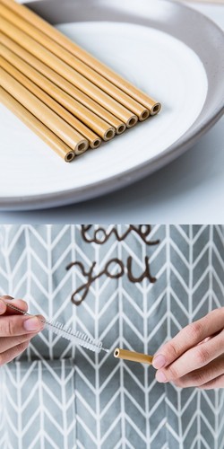 10x pailles en bambou - 1x, 5x