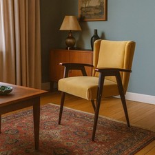 Fauteuil Vintage Tissu Bois