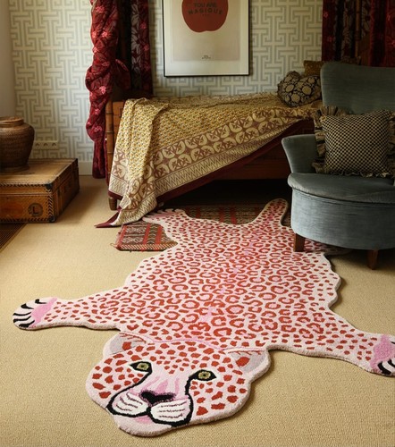 Tapis léopard 3x5 pieds - , fait