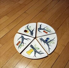 Ancien plat en céramique émaillée 5 coupelles Vintage années 50/60