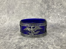 Saleron Salière Verre Bleu Métal Argenté XIXème Empire Napoléon Aigle Impérial