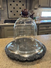 Vintage Glass Display Dome Cloche (Silver Footed Base)