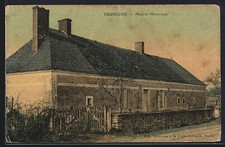 Old postcard Thorigné, historic house with wooden fence and stone wall 