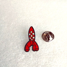 Pin's lapel pin pins comic book Rocket Tintin we walked on the moon 2 Signed © HERGE ..