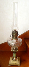 Stunning Antique Bronze and Onyx Kerosene Lamp 19th Century Baccarat Spinning Top