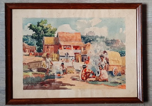 Tableau ancien aquarelle