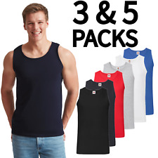 Men's Fruit of the Loom Athletic Vest Tops 3 or 5 Pack Summer Vests Gym Training