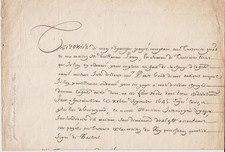 Document maison du roi du XVIIe siècle, à l’encre brune sur papier vergé 1645