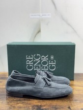 Mocassin Homme George Vert En Suède Bleu Luxe Fait Main 44