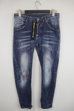 Dsquared2 Blue Denim Cotton Distressed Whiskered Side Zip Skinny Jeans Size 50