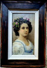 STUNNING PAINTING ITALIAN SCHOOL 18-19th PORTRAIT OF GIRL IN THE TASTE OF IROLLI