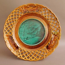 Openwork plate - ruble earthenware - shading enamel decor - 1839-59 - 2/2