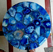 Table En Agate Bleue De 15" /