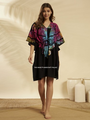 Tunique kaftan boho noir femme - kaftan,