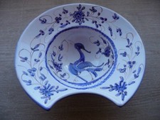 ibis beard dish or blue heron - Martres Tolosane pottery -