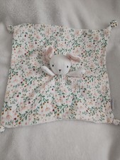 Doudou plat souris blanc rose