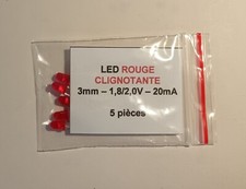 5 LED rouges - diode clignotante - 3 mm - 2 broches