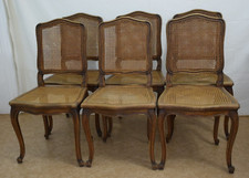 6 chaises cannées en bois de style Régence , début XXème siècle , à rénover