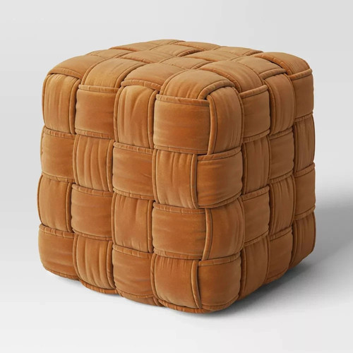 Square woven pouf velvet - woven,