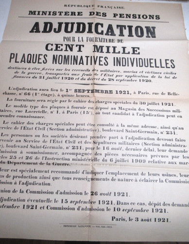 Rare affiche adjudication - rare,
