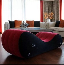 Portable Red/Black Inflatable Sofa Bed Air Cushion Lounge Chair + Electric Pump