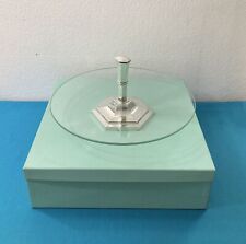 ERCUIS Cheese Serving Tray Silver Metal & Glass Table 16x31cm