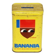 Antique Empty Banania Sheet Metal Advertising Box / Badge / Pasta Model