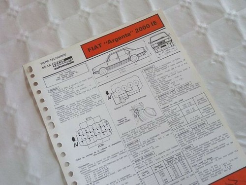 Fiche technique fiat argenta - fiat,