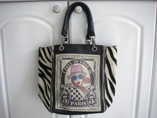 BARBARA RIHL excellent état SAC EN cuir flanc zébré / 29X26X12cm + 11CM d'anse