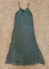 Mes Demoiselles Paris Free People Green Crinkled Boho Maxi Dress Size 42 US 10