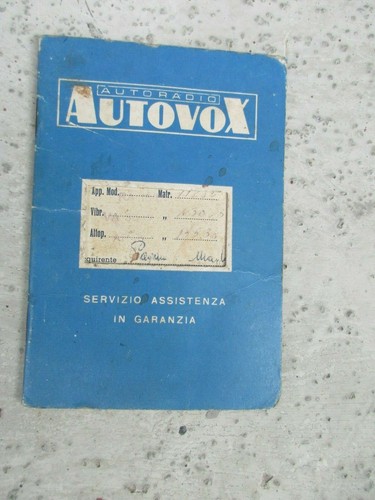 Libretto autoradio autovox - autoradio,