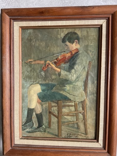 Tableau ancien hst jeune - tableau,