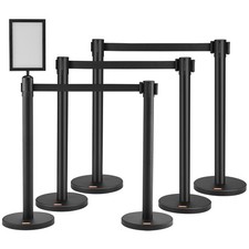 VEVOR Poteau de Guidage Barrière de Sécurité 6PCs avec Porte-affiche et 3 Cordes