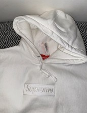 Hoodie Supreme box logo BLANC