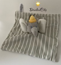 4451🌟Doudou Peluche Plat Mouchoir Dumbo Disney Baby Primark Gris Rayé