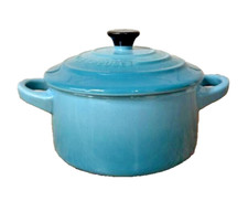Le Creuset Petite Round Casserole Mini Cocotte 8oz Dutch Oven Caribbean Blue NEW